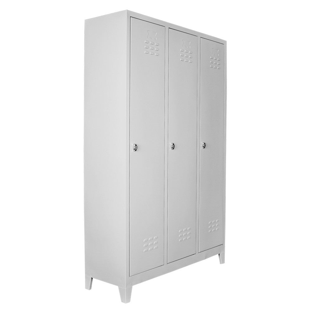 Armário de Armazenamento com Locker – 117 cm x 185 cm x 40 cm – Cinza Claro – Aço