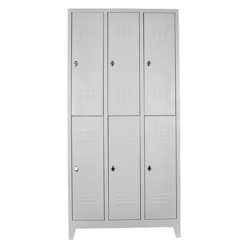 Armário de Armazenamento com Locker – 117 cm x 200 cm x 40 cm – Cinza Claro – Aço