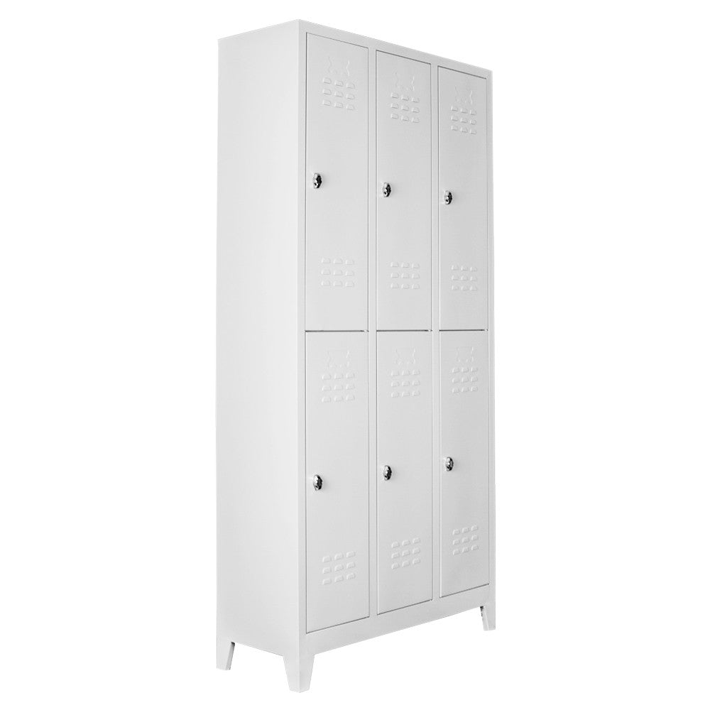 Armário de Armazenamento com Locker – 117 cm x 200 cm x 40 cm – Cinza Claro – Aço
