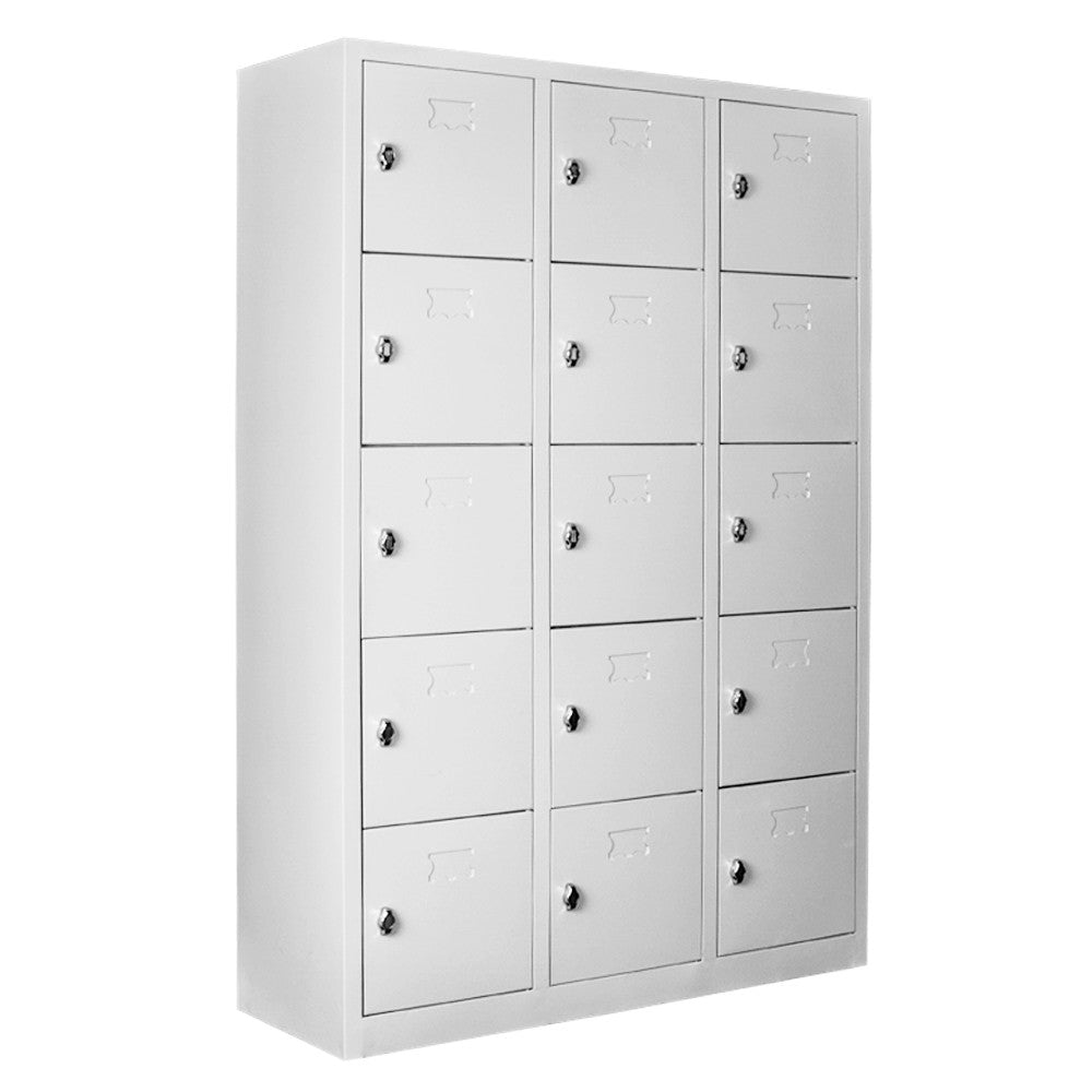 Armário de Armazenamento com Locker – 117 cm x 170 cm x 40 cm – Cinza Claro – Aço