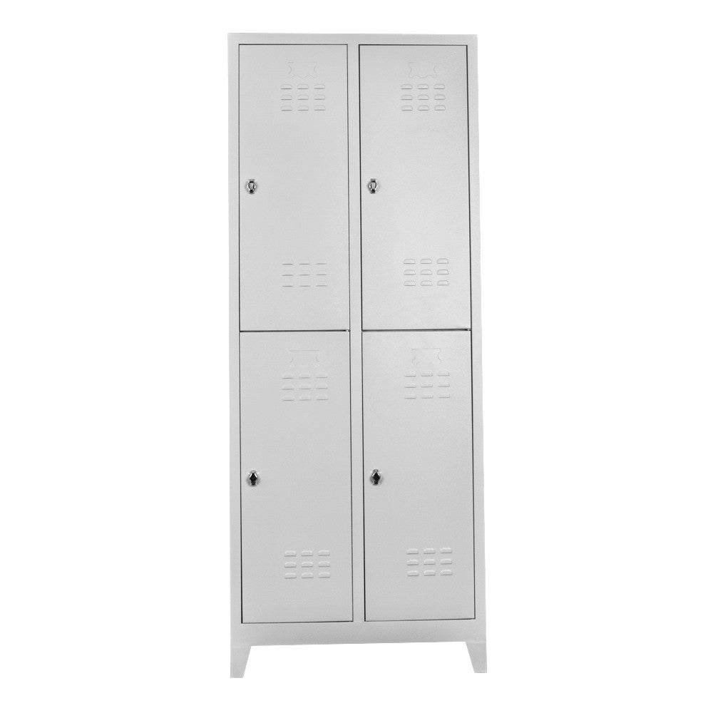 Armário de armazenamento com armário – 67 cm x 200 cm x 37 cm – Cinza claro – Aço