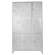 Armário de Armazenamento com Locker – 97 cm x 200 cm x 37 cm – Cinza Claro – Aço