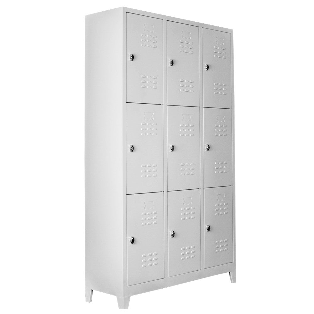 Armário de Armazenamento com Locker – 97 cm x 200 cm x 37 cm – Cinza Claro – Aço