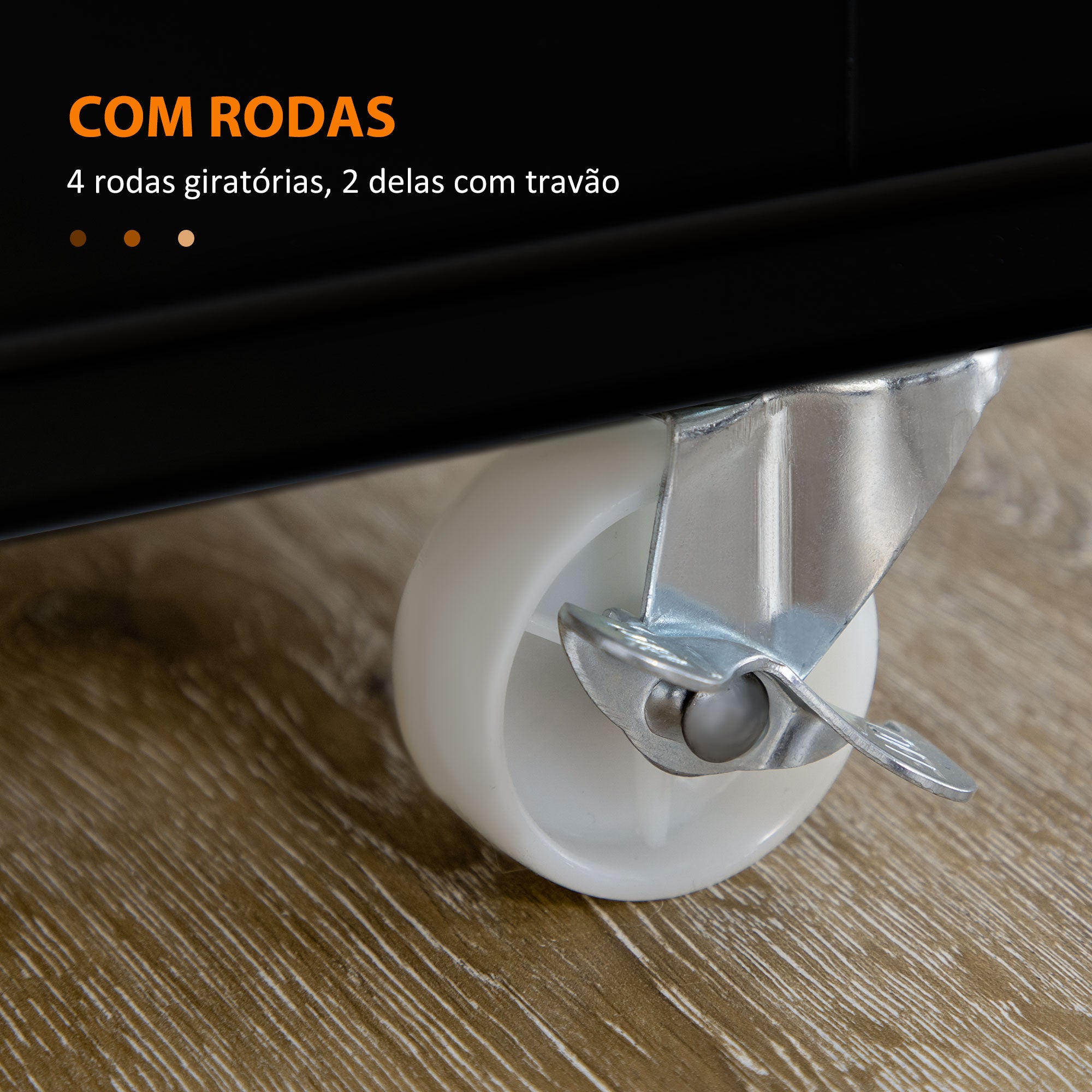 Ilha de Cozinha – 135x45x94,5cm – Preto – MDF e Madeira de Borracha
