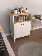 Armário Multiuso – 62 cm x 85 cm x 35 cm – Sonomo e Branco – MDF