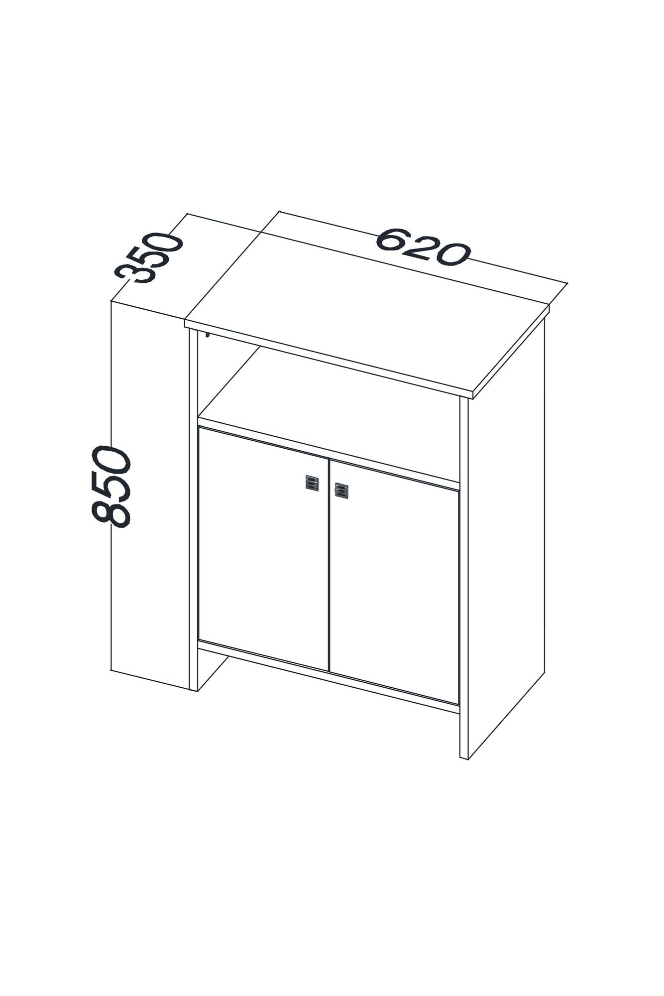 Armário Multiuso – 62 cm x 85 cm x 35 cm – Sonomo e Branco – MDF