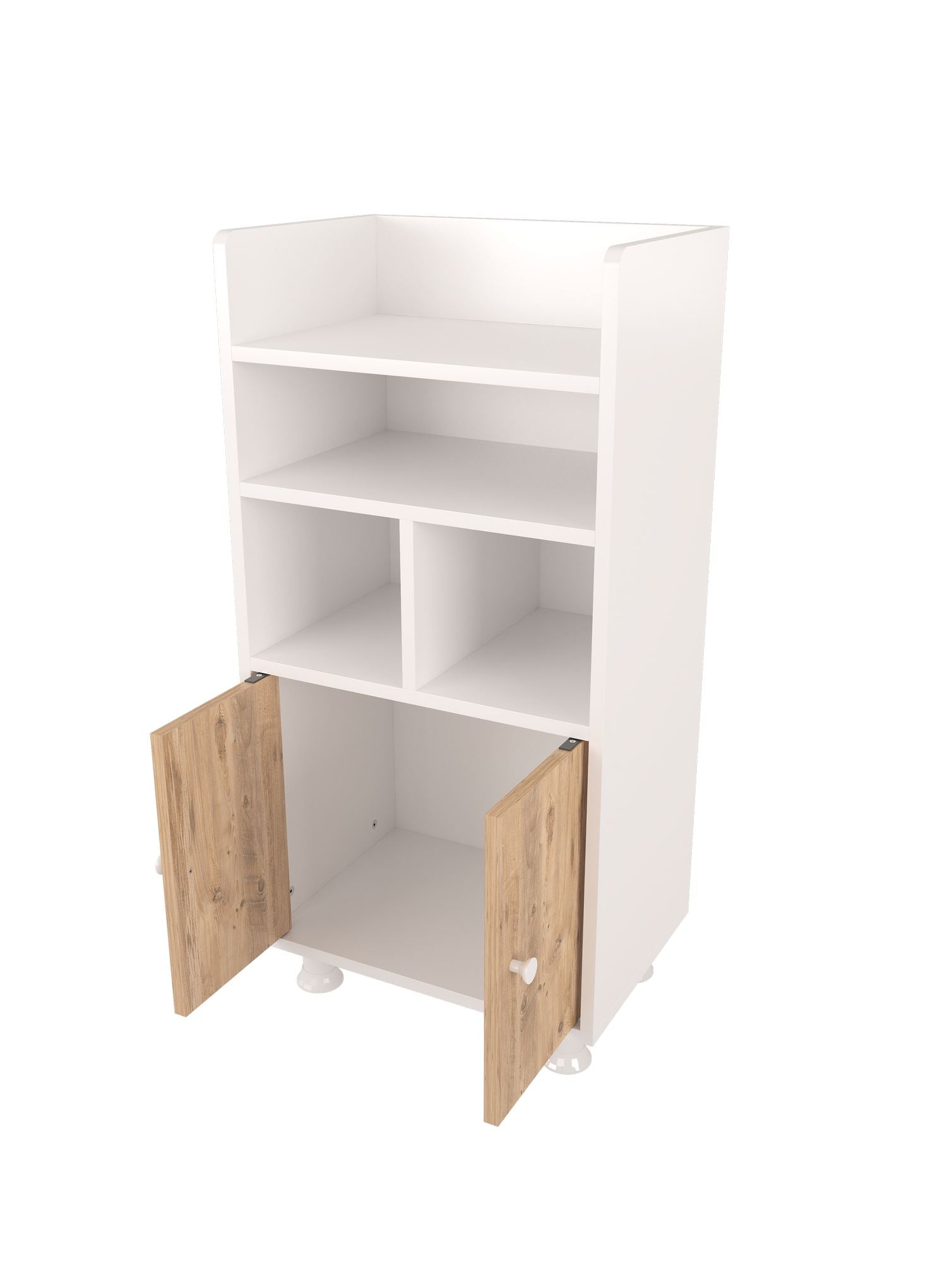 Armário Multiuso – 20,5cm x 103cm x 35cm – Branco e Pinheiro Atlântico – 100% MDF revestido de melamina