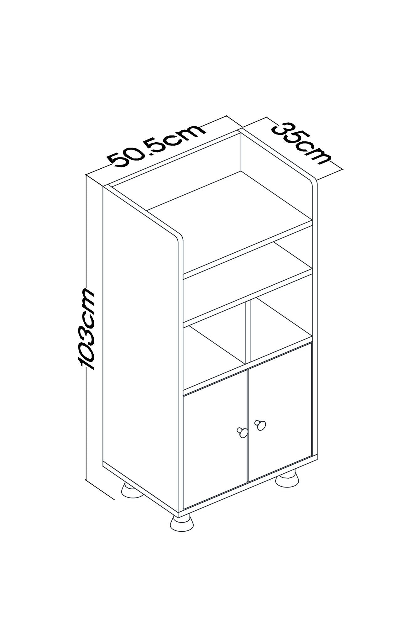 Armário Multiuso – 20,5cm x 103cm x 35cm – Branco e Pinheiro Atlântico – 100% MDF revestido de melamina