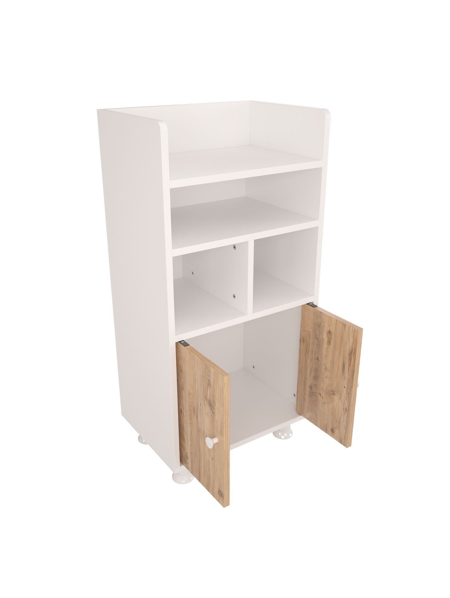 Armário Multiuso – 20,5cm x 103cm x 35cm – Branco e Pinheiro Atlântico – 100% MDF revestido de melamina