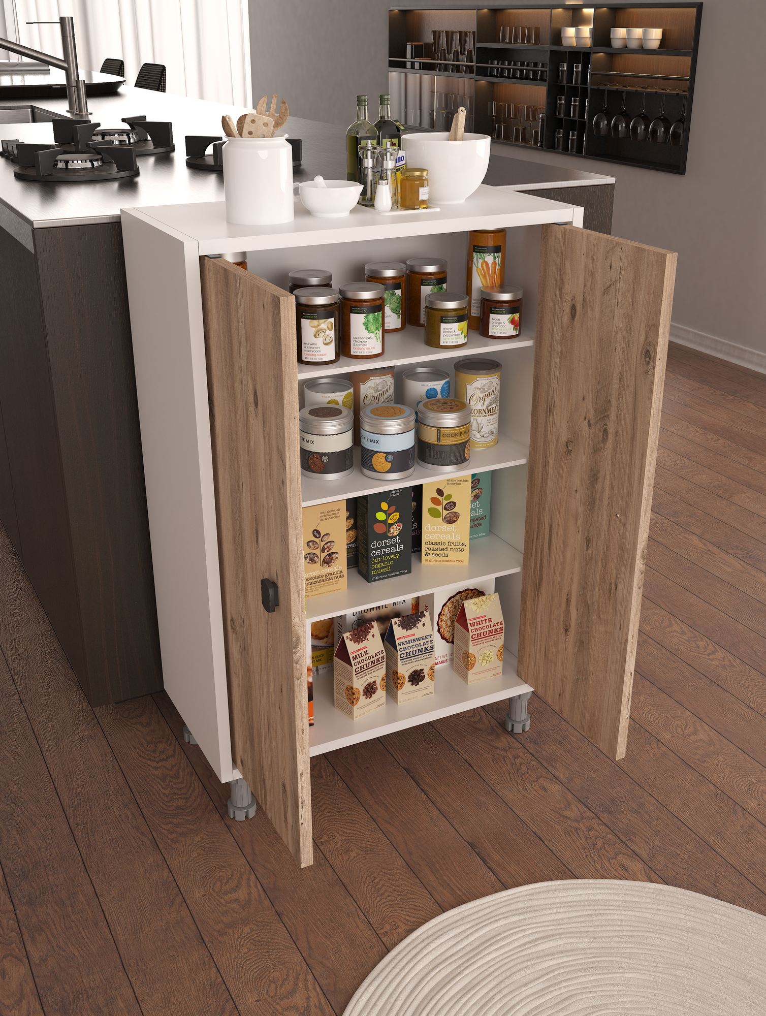 Armário Multiuso – 59cm x 91cm x 30cm – Pinheiro Atlântico e Branco – MDF