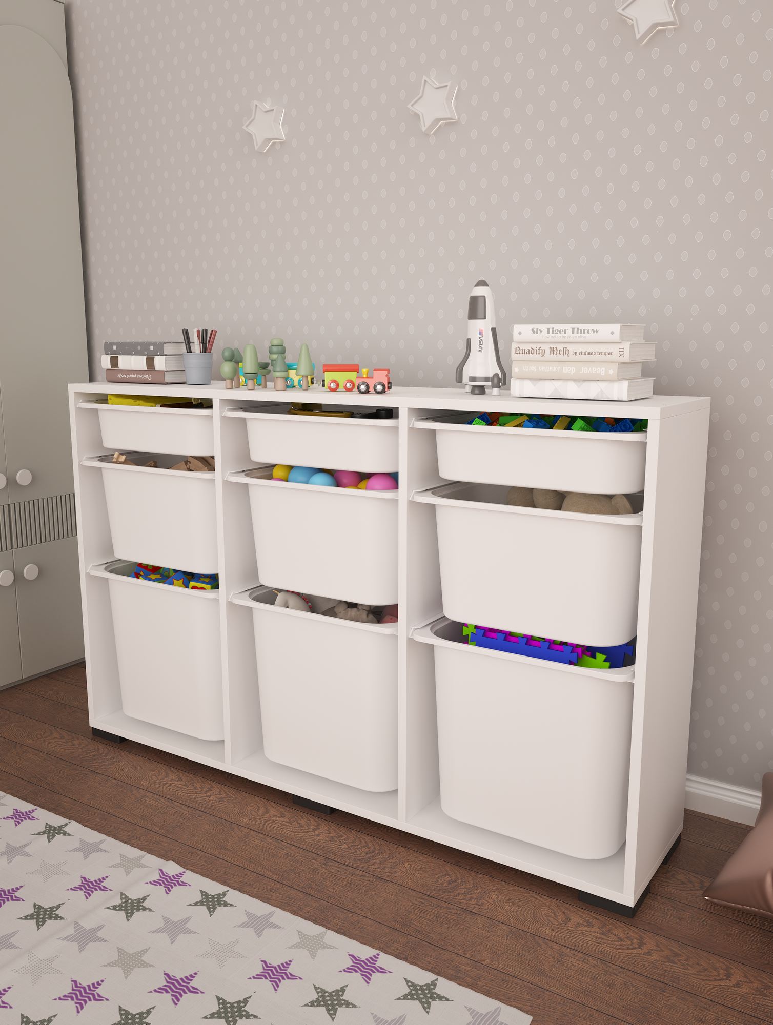 Armário Multiuso – 134 cm x 84 cm x 30 cm – Branco – MDF