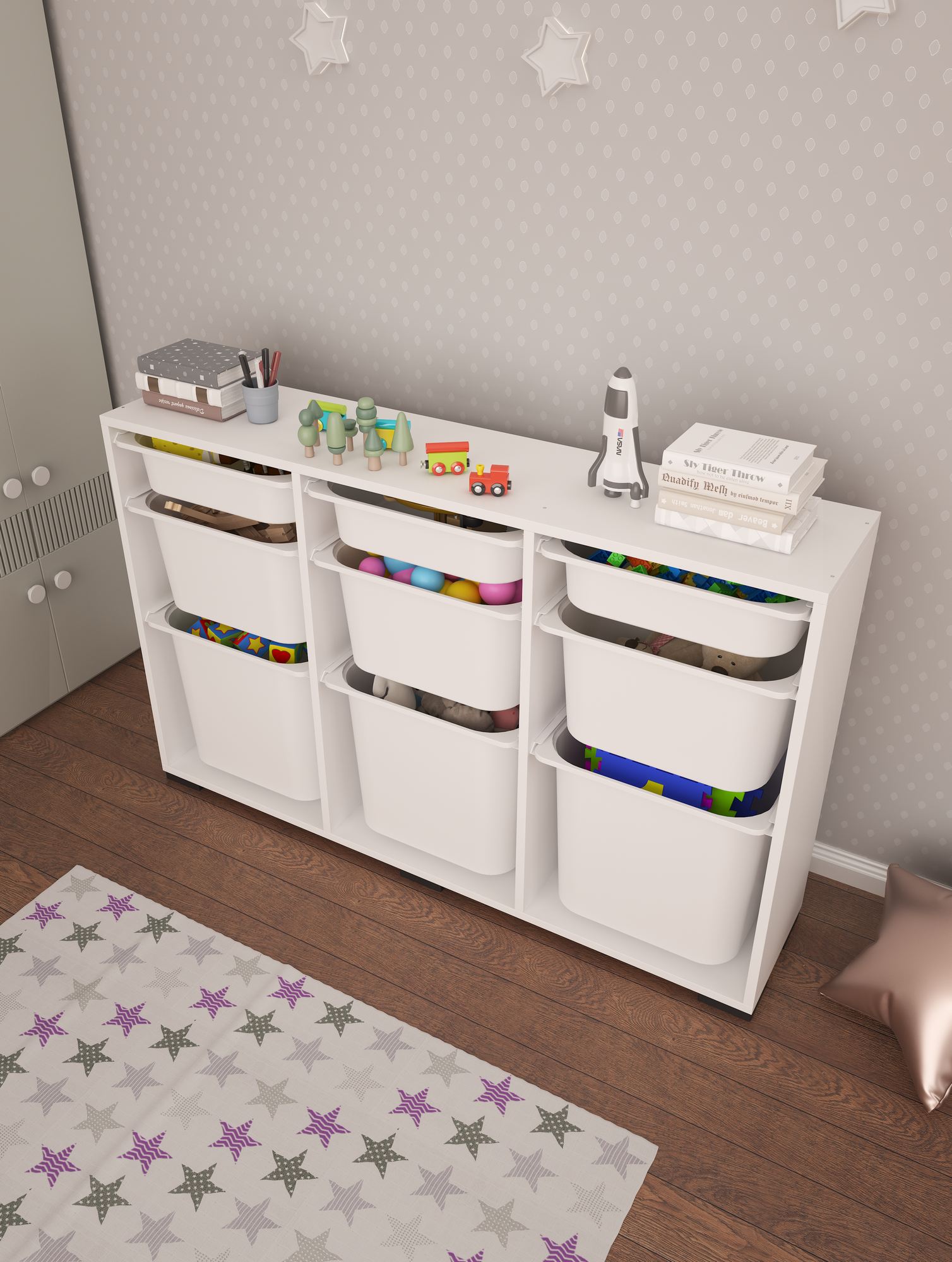 Armário Multiuso – 134 cm x 84 cm x 30 cm – Branco – MDF