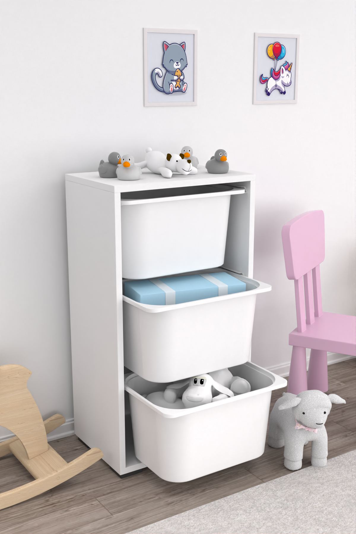 Armário Multiuso – 45cm x 90cm x 30cm – Branco – MDF