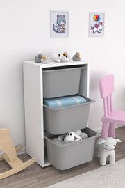 Armário Multiuso – 45cm x 90cm x 30cm – Branco e Cinza – Painel de partículas revestido em melamina