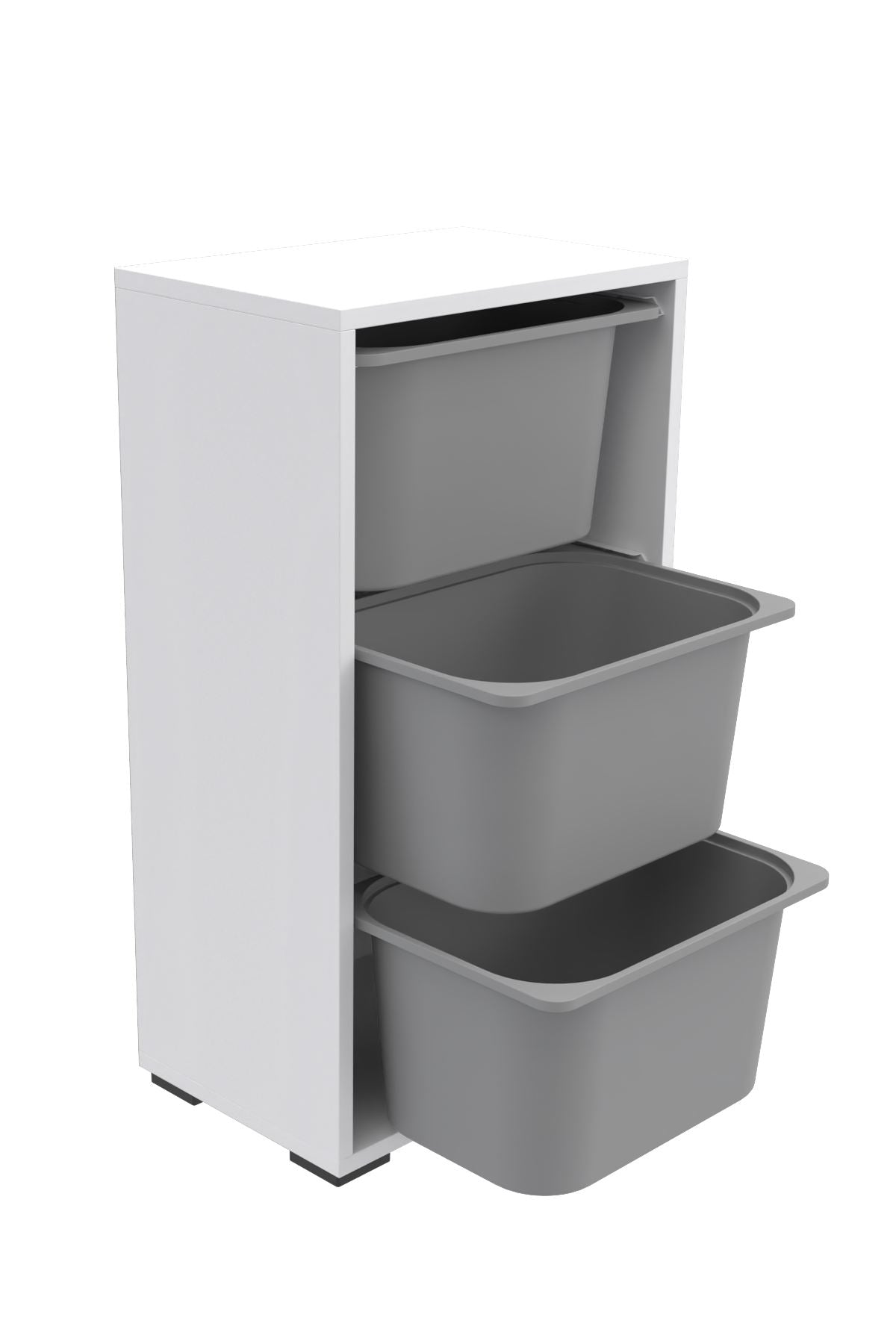 Armário Multiuso – 45cm x 90cm x 30cm – Branco e Cinza – Painel de partículas revestido em melamina