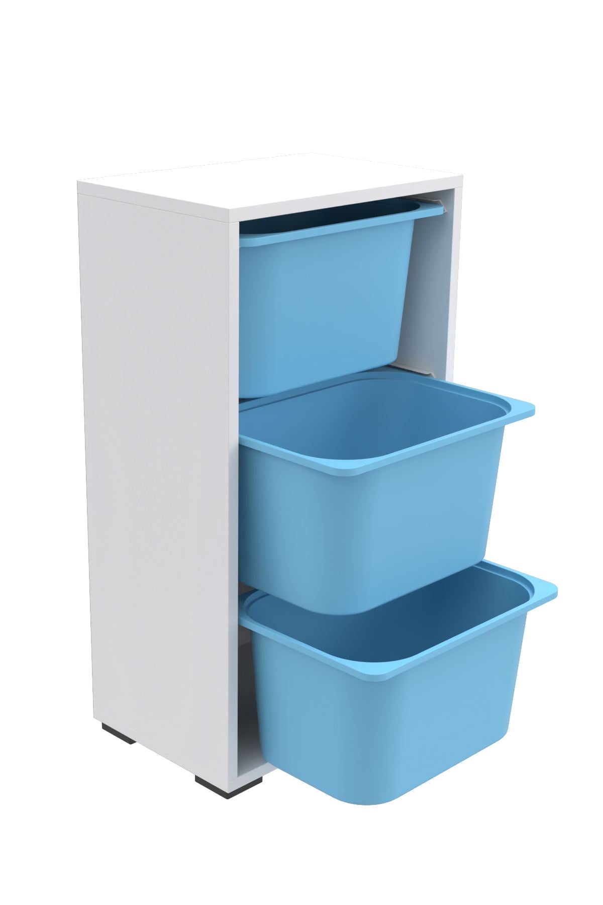 Armário Multiuso – 45cm x 90cm x 30cm – Branco e Azul – MDF