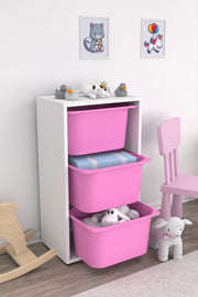 Armário Multiuso – 45cm x 90cm x 30cm – Branco e Rosa – MDF