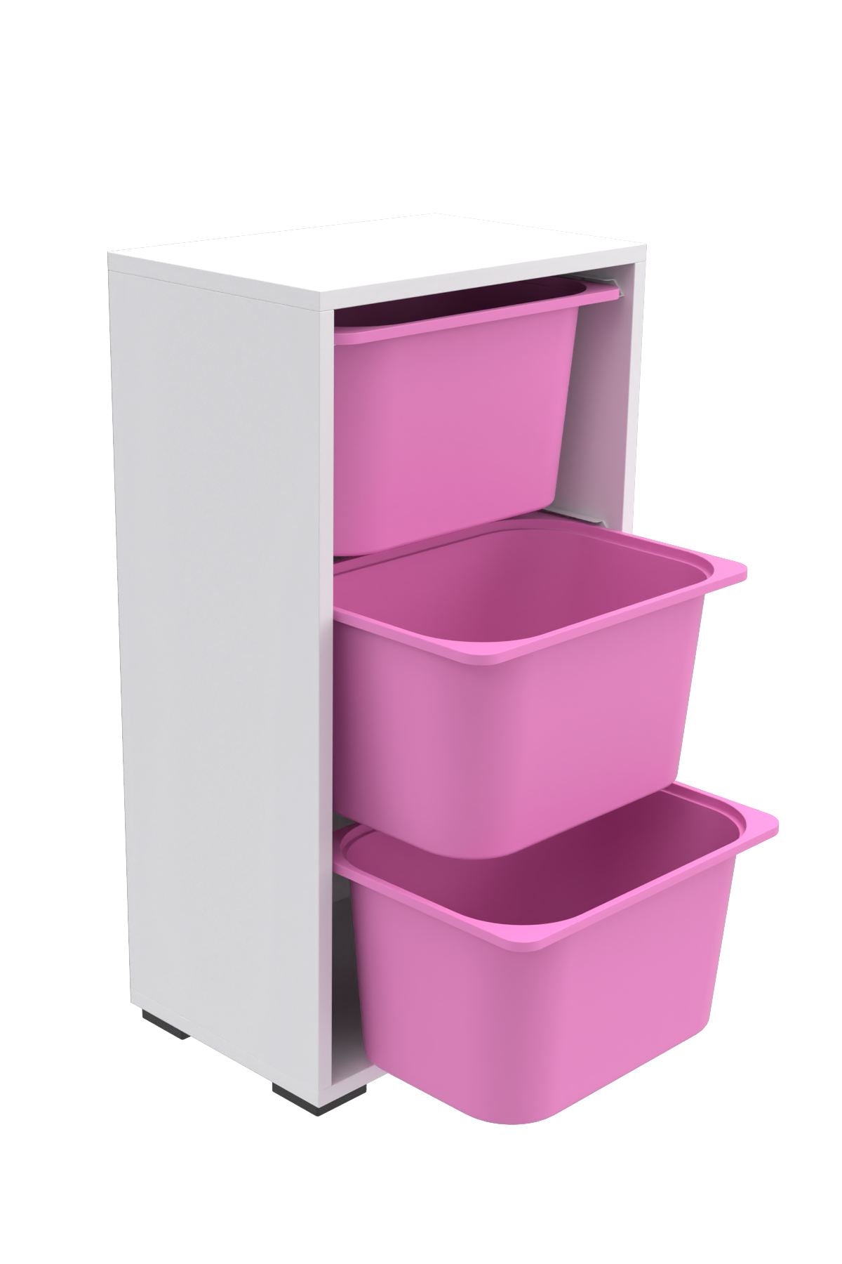 Armário Multiuso – 45cm x 90cm x 30cm – Branco e Rosa – MDF