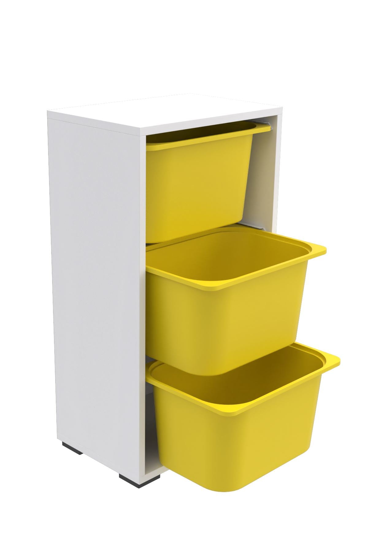 Armário Multiuso – 45 cm x 90 cm x 30 cm – Branco e Amarelo – MDF