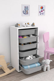 Armário Multiuso – 45,5 cm x 83 cm x 30 cm – Branco e Cinza – MDF