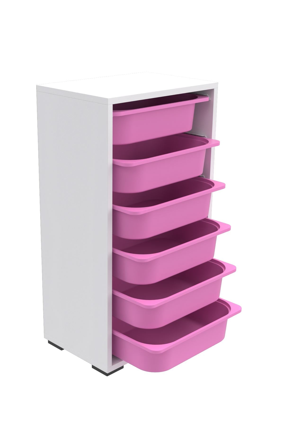 Armário Multiuso – 45,5cm x 83cm x 30cm – Branco e Rosa – MDF