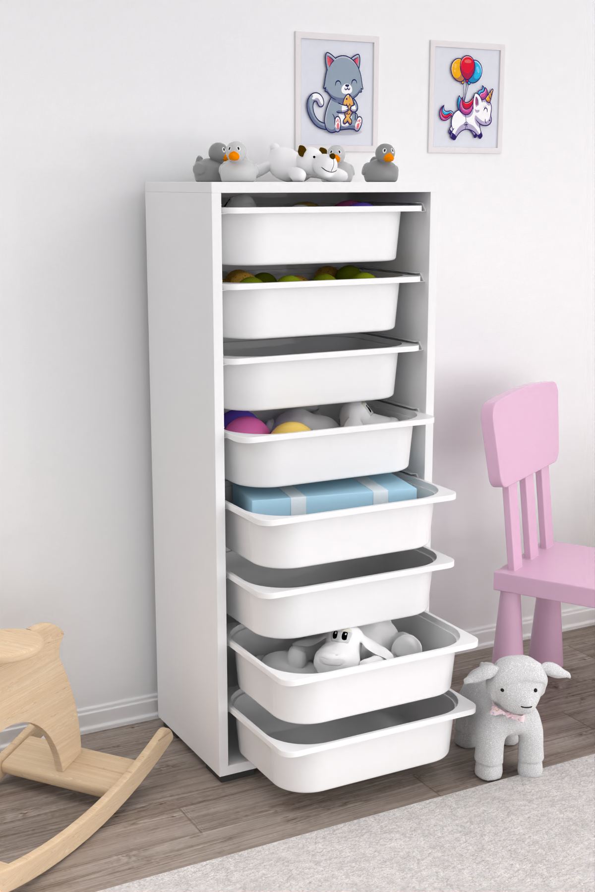 Armário Multiuso – 45,5cm x 109cm x 30cm – Branco – Painel de partículas revestido em melamina