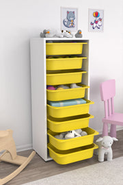 Armário Multiuso – 45,5cm x 30cm x 109cm – Branco e Amarelo – MDF