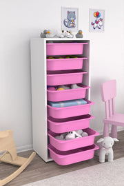 Armário Multiuso – 45,5cm x 30cm x 109cm – Branco e Rosa – MDF