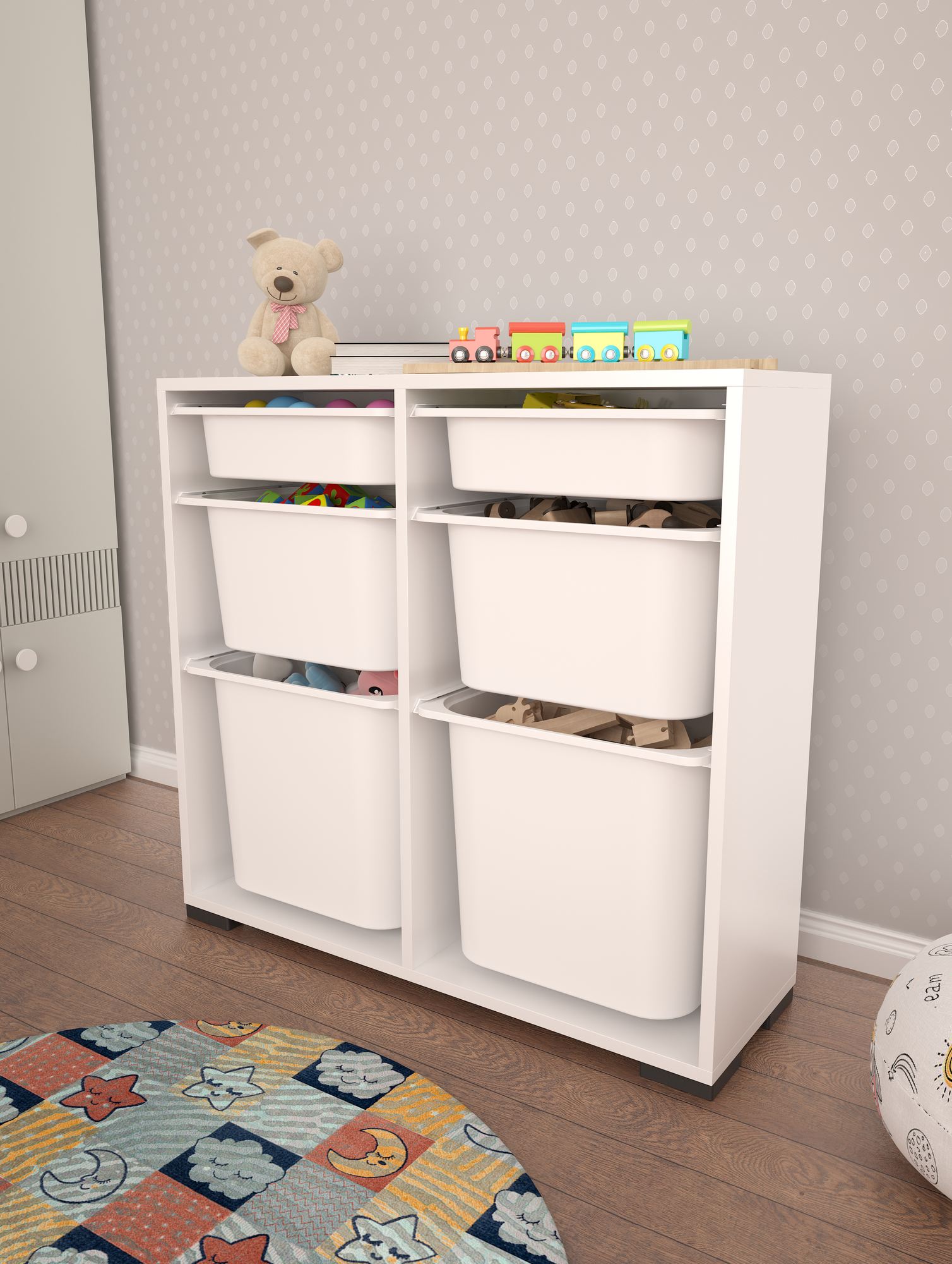 Armário Multiuso – 90cm x 84cm x 30cm – Branco – MDF revestido de melamina