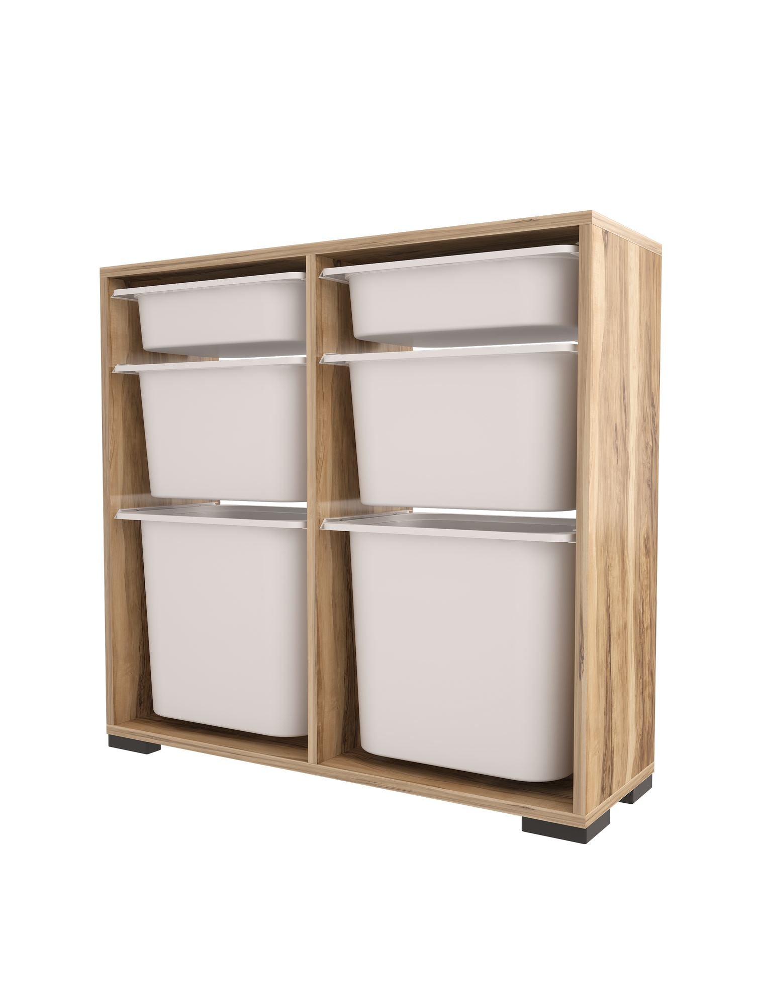 Armário multiuso – 90 cm x 84 cm x 30 cm – Branco e Nogueira – Melamina