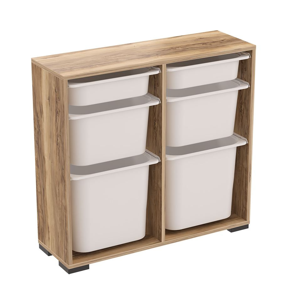 Armário multiuso – 90 cm x 84 cm x 30 cm – Branco e Nogueira – Melamina