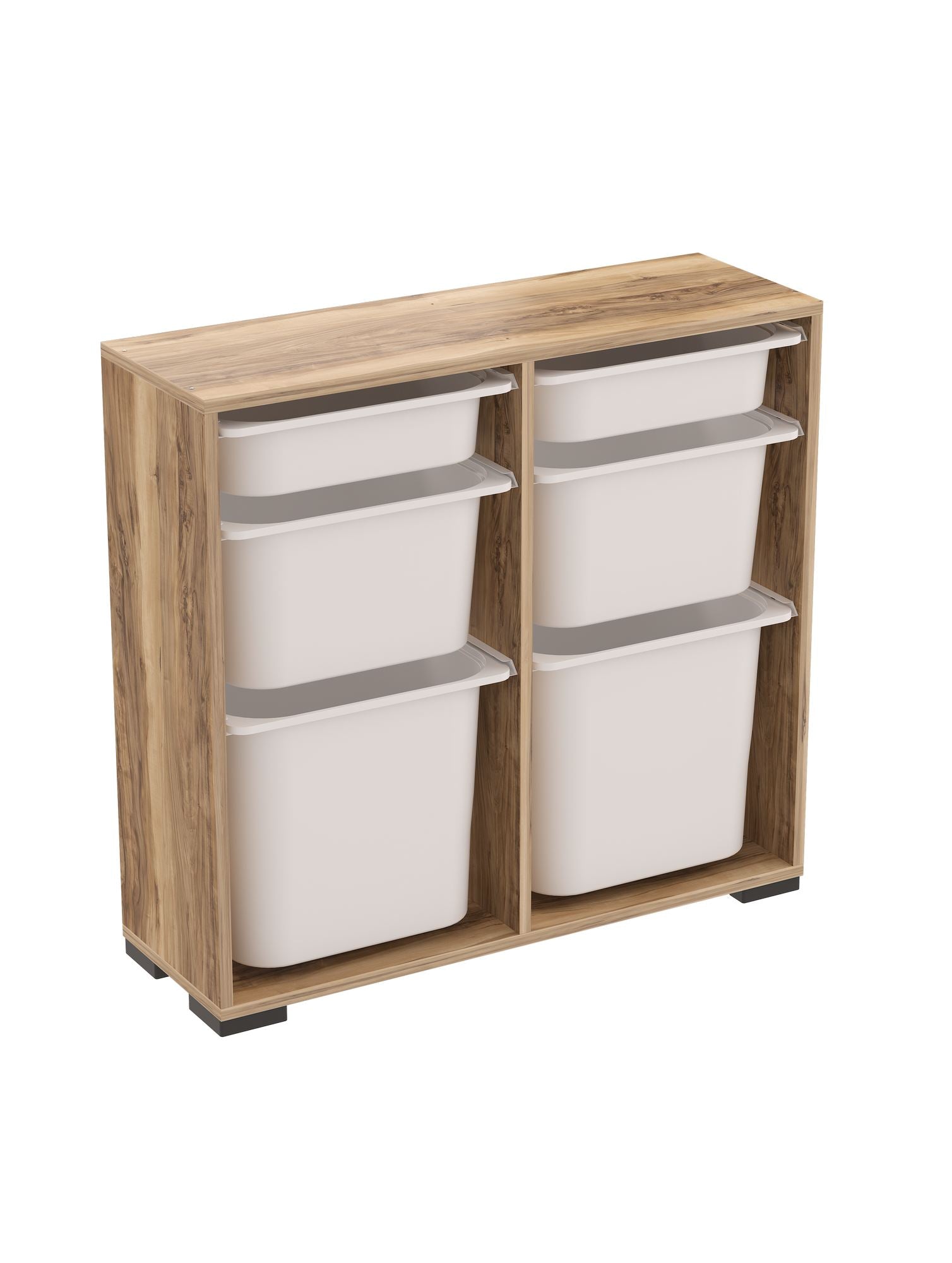 Armário multiuso – 90 cm x 84 cm x 30 cm – Branco e Nogueira – Melamina