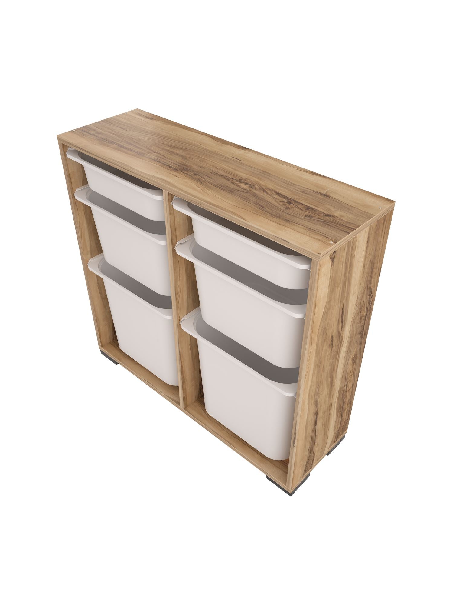 Armário multiuso – 90 cm x 84 cm x 30 cm – Branco e Nogueira – Melamina