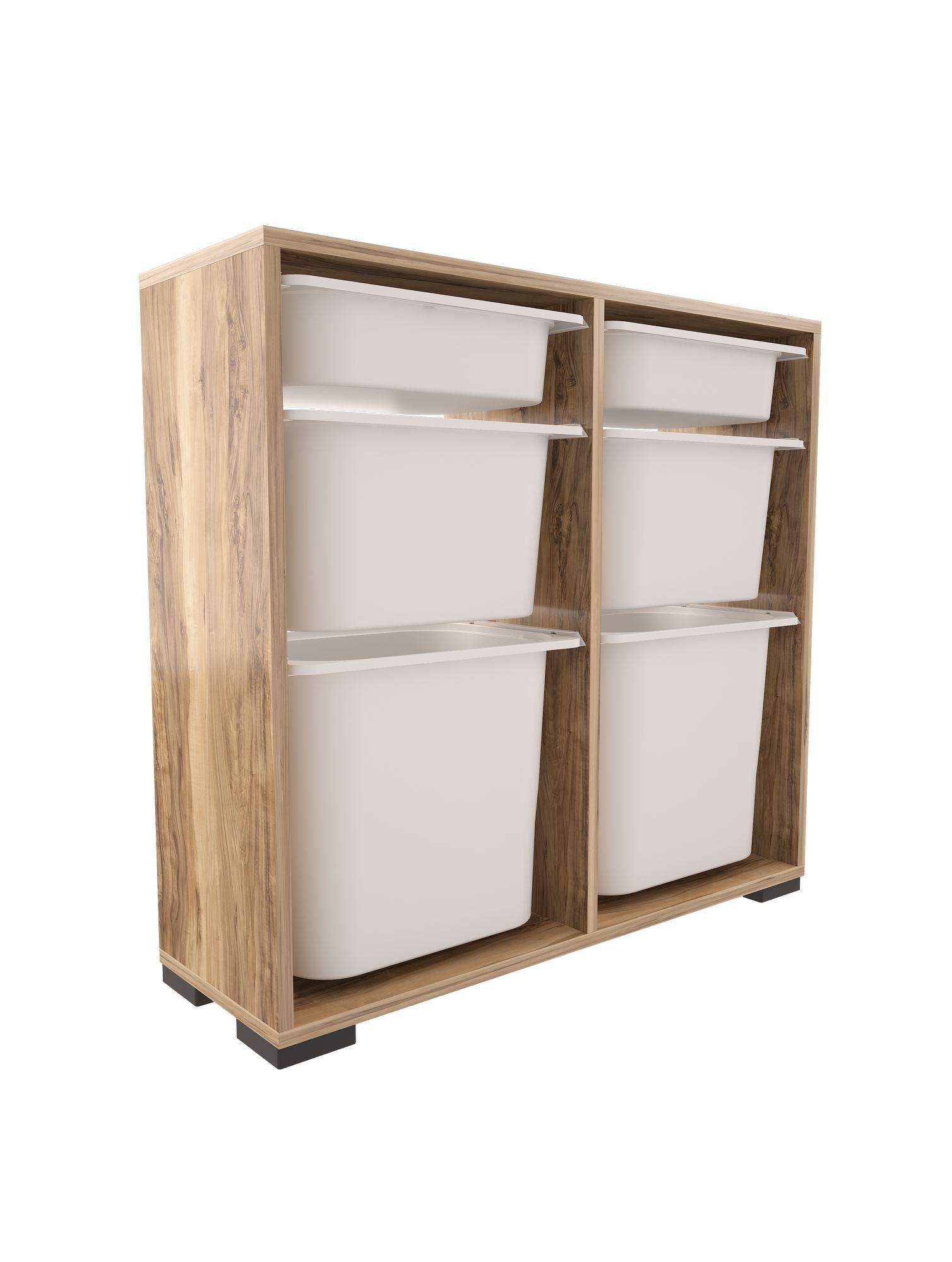 Armário multiuso – 90 cm x 84 cm x 30 cm – Branco e Nogueira – Melamina