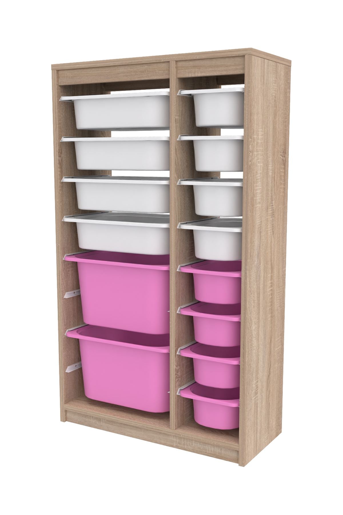 Armário Multiuso – 69 cm x 112,2 cm x 29,6 cm – Branco Sonomo e Rosa – MDF