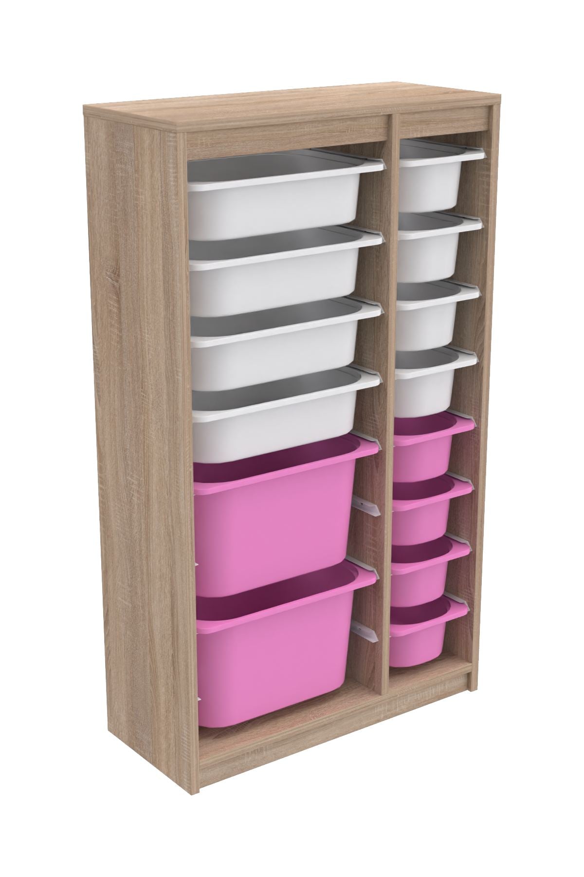 Armário Multiuso – 69 cm x 112,2 cm x 29,6 cm – Branco Sonomo e Rosa – MDF