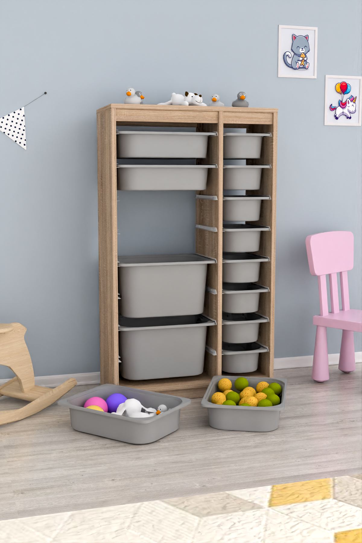 Armário Multiuso – 69cm x 112,2cm x 29,6cm – Sonomo e Cinza – MDF