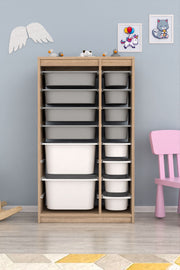 Armário Multiuso – 69cm x 112,2cm x 29,6cm – Cinza e Branco Sonomo – MDF