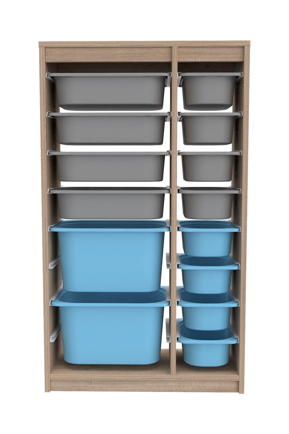 Armário Multiuso – 69cm x 112,2cm x 29,6cm – Cinza Sonomo e Azul – MDF