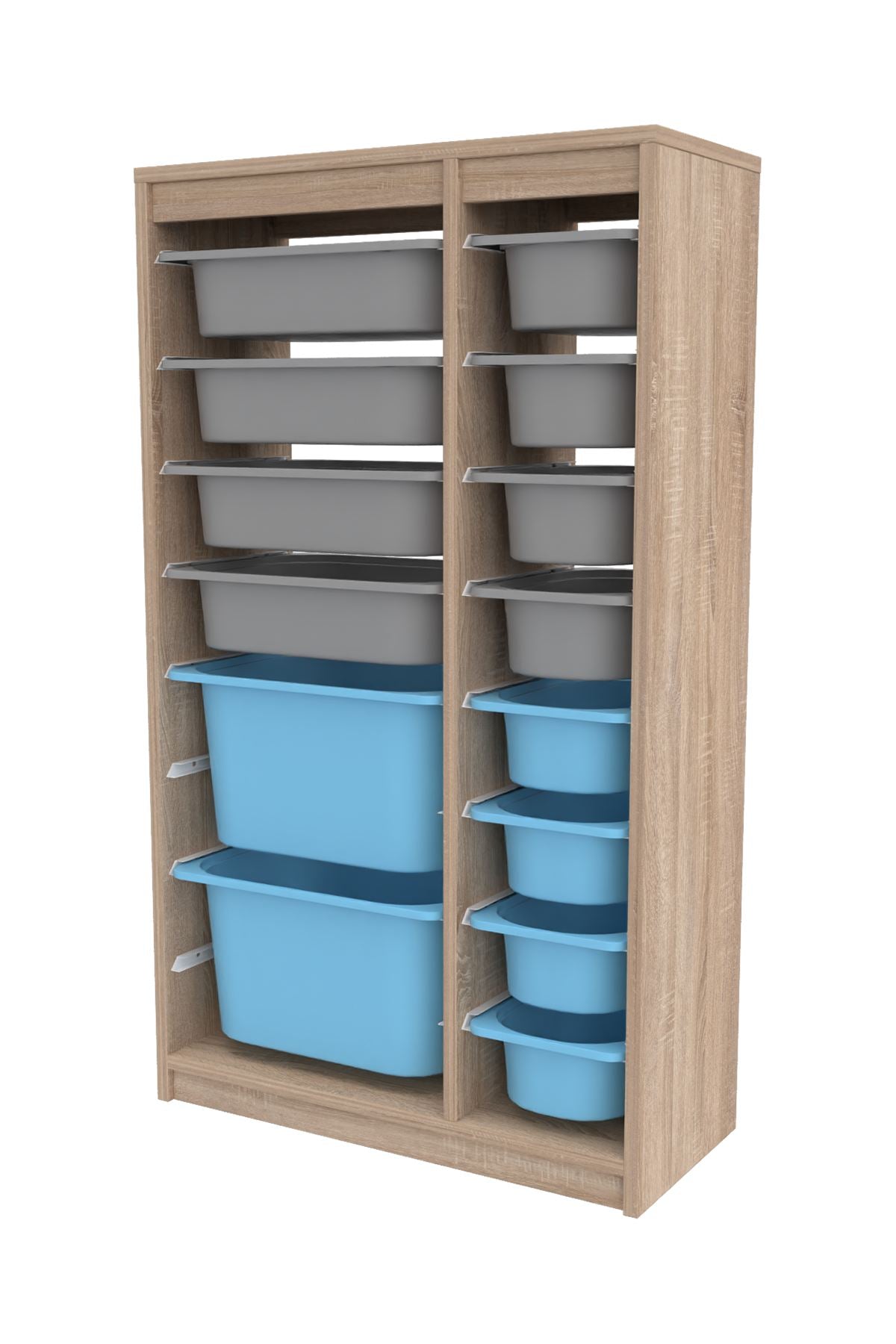 Armário Multiuso – 69cm x 112,2cm x 29,6cm – Cinza Sonomo e Azul – MDF