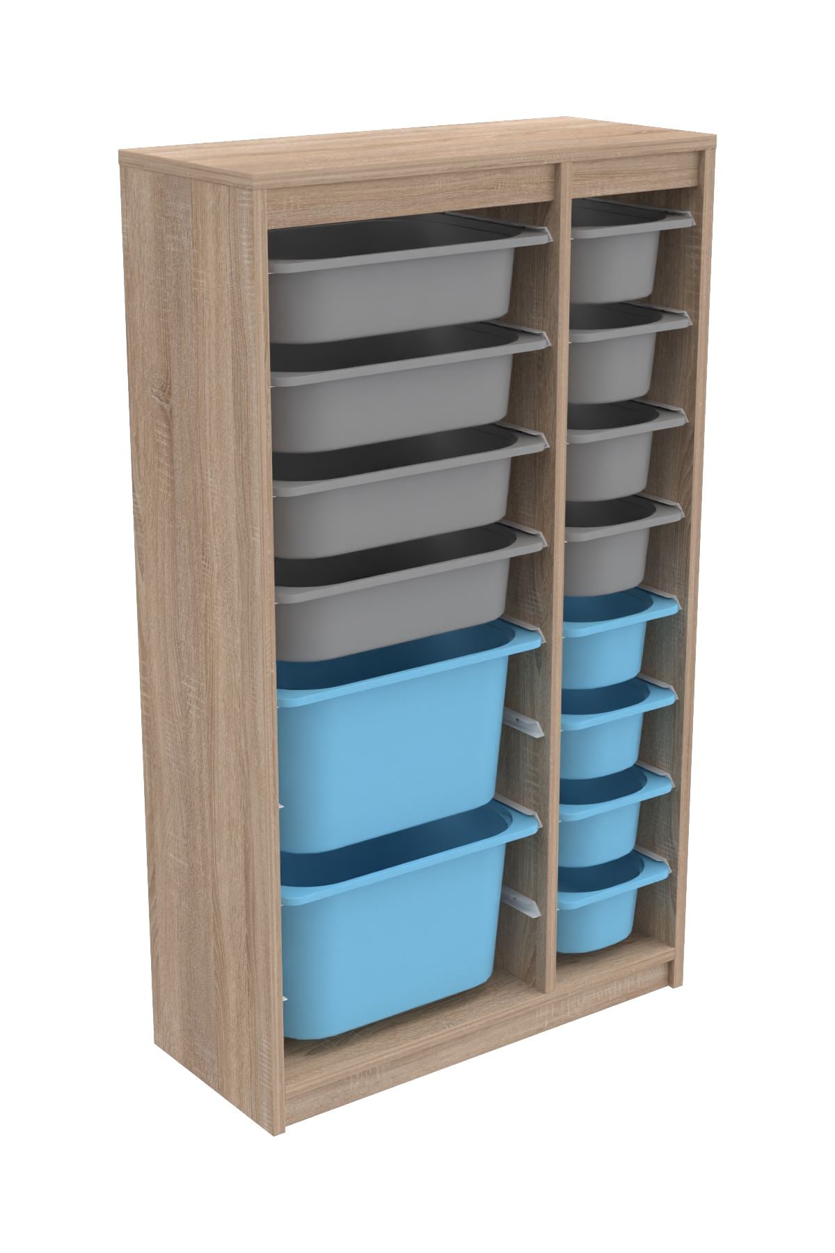 Armário Multiuso – 69cm x 112,2cm x 29,6cm – Cinza Sonomo e Azul – MDF