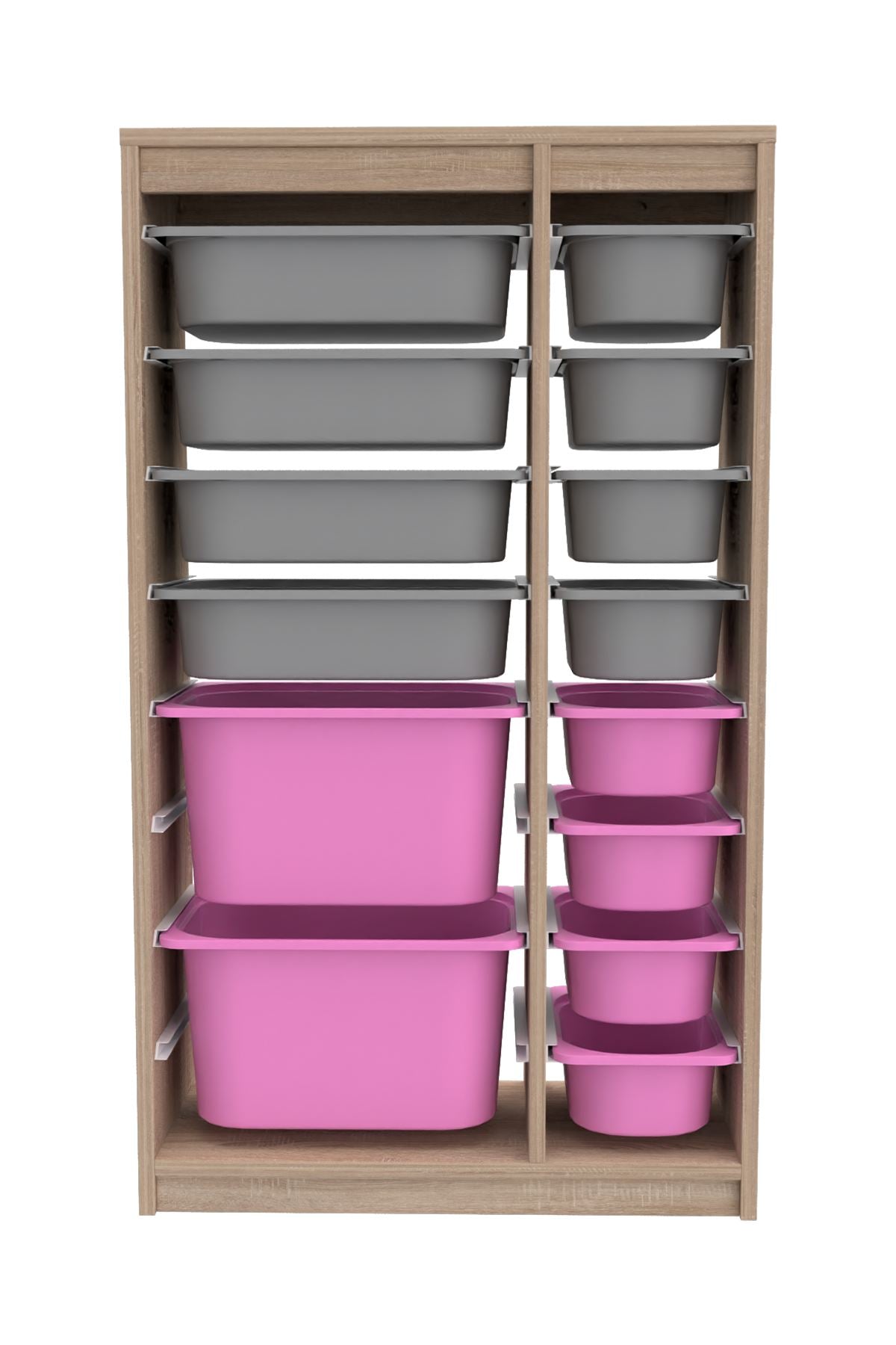 Armário Multiuso – 69cm x 112,2cm x 29,6cm – Cinza Sonomo e Rosa – MDF