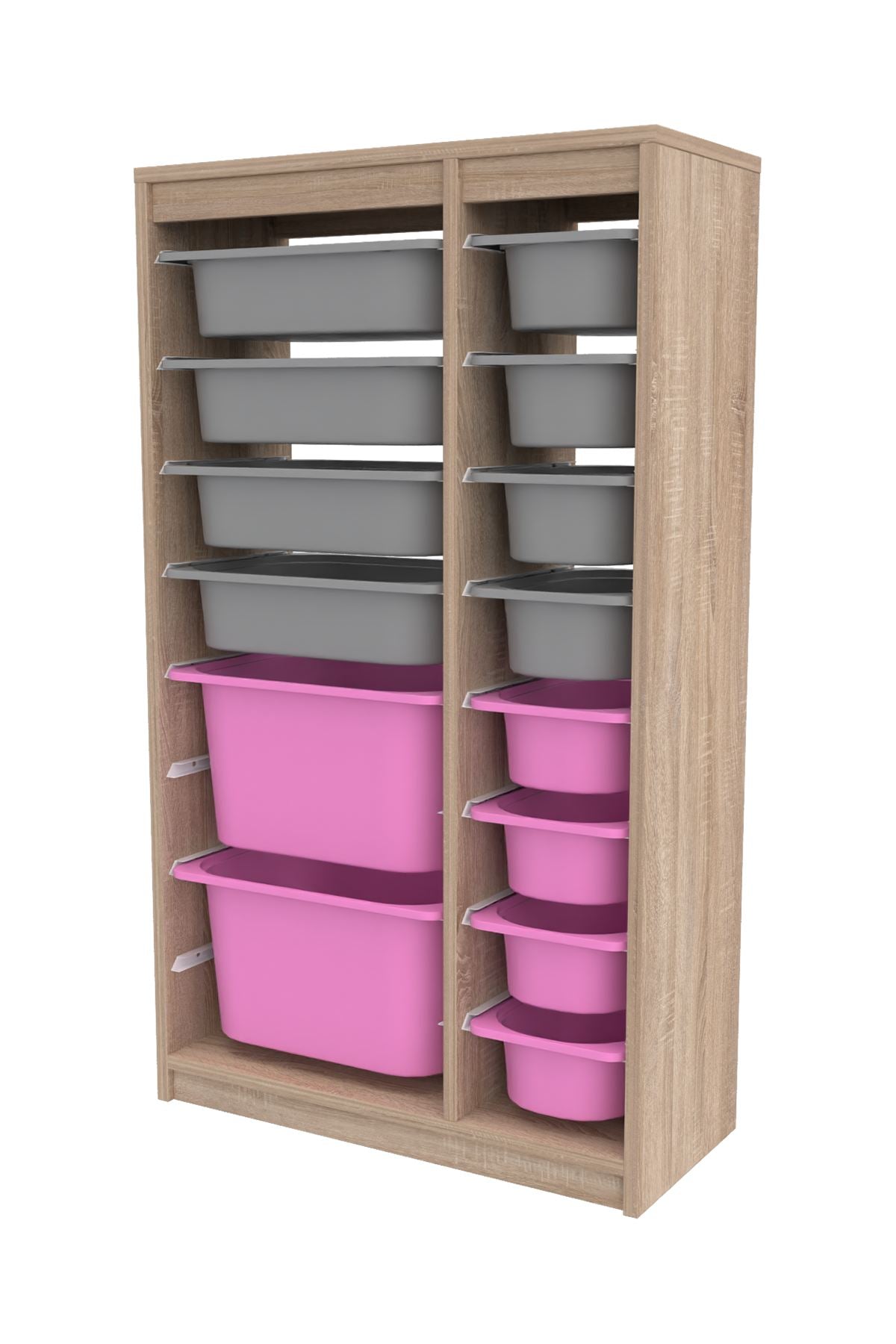 Armário Multiuso – 69cm x 112,2cm x 29,6cm – Cinza Sonomo e Rosa – MDF