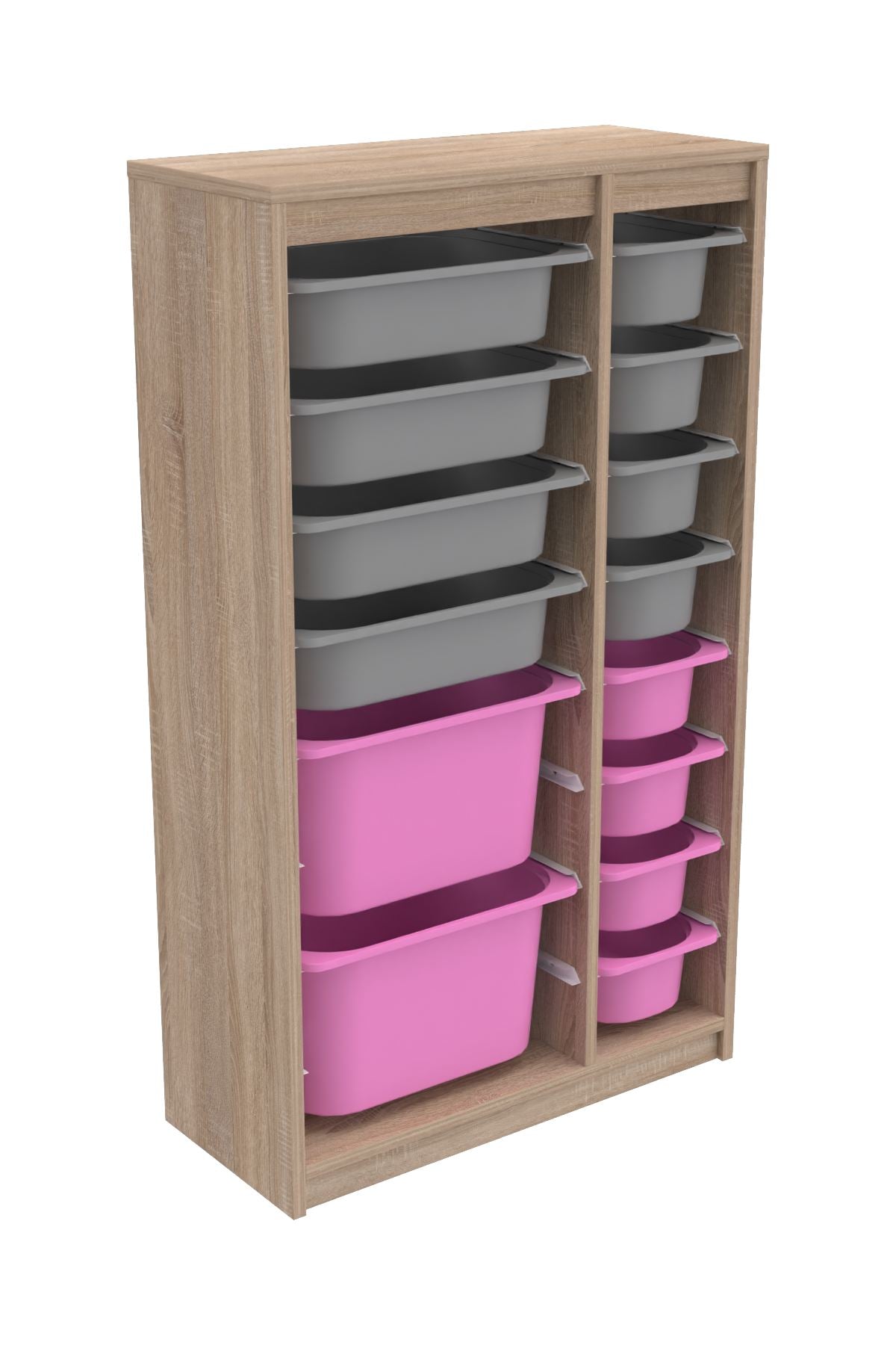Armário Multiuso – 69cm x 112,2cm x 29,6cm – Cinza Sonomo e Rosa – MDF