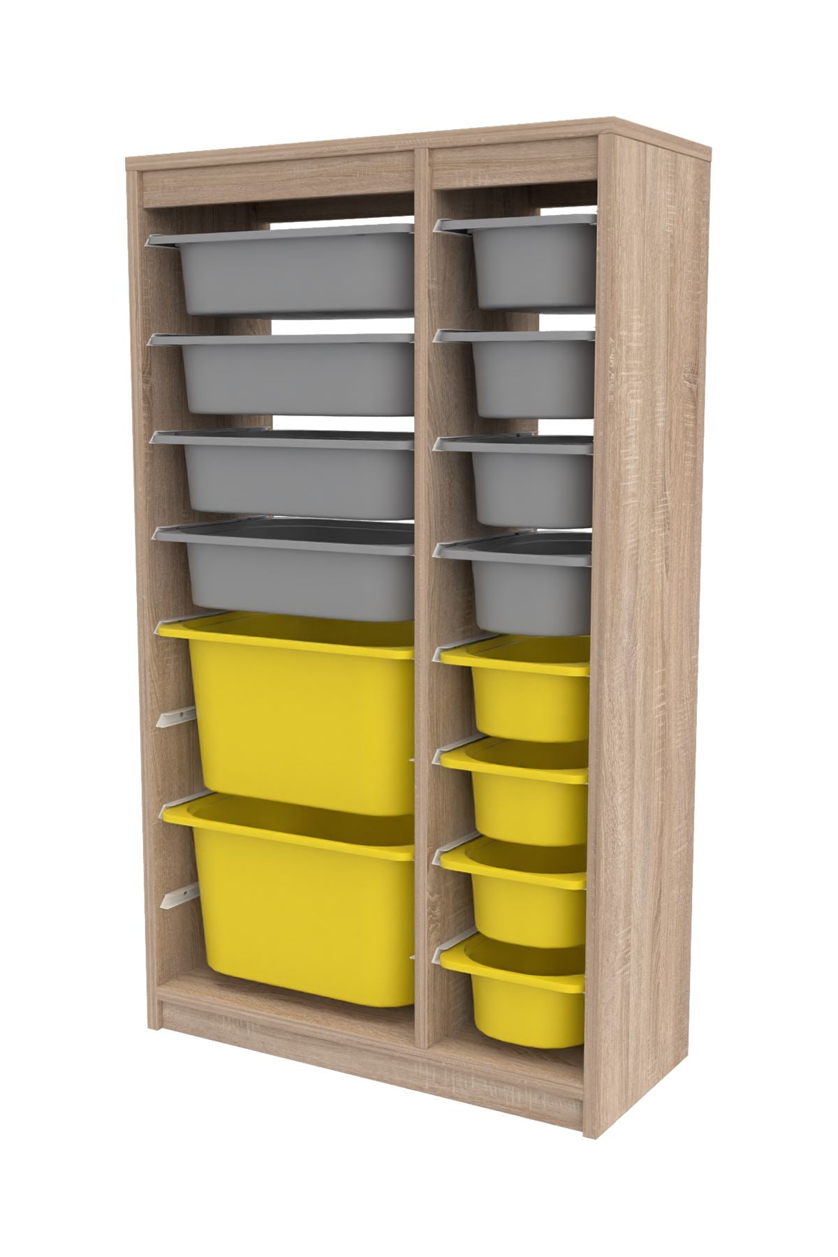 Armário Multiuso – 69 cm x 112,2 cm x 29,6 cm – Cinza Sonomo e Amarelo – MDF