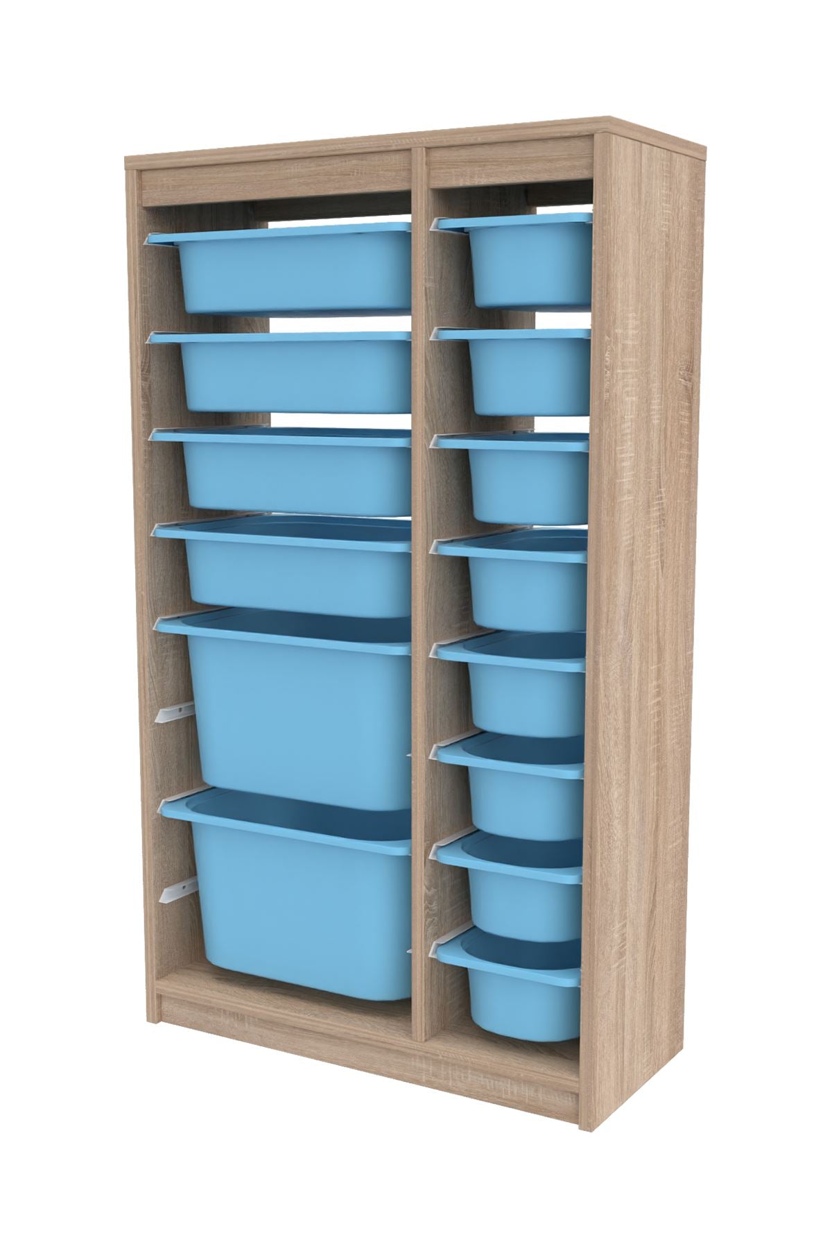 Armário Multiuso – 69cm x 112,2cm x 29,6cm – Azul e Sonomo – MDF