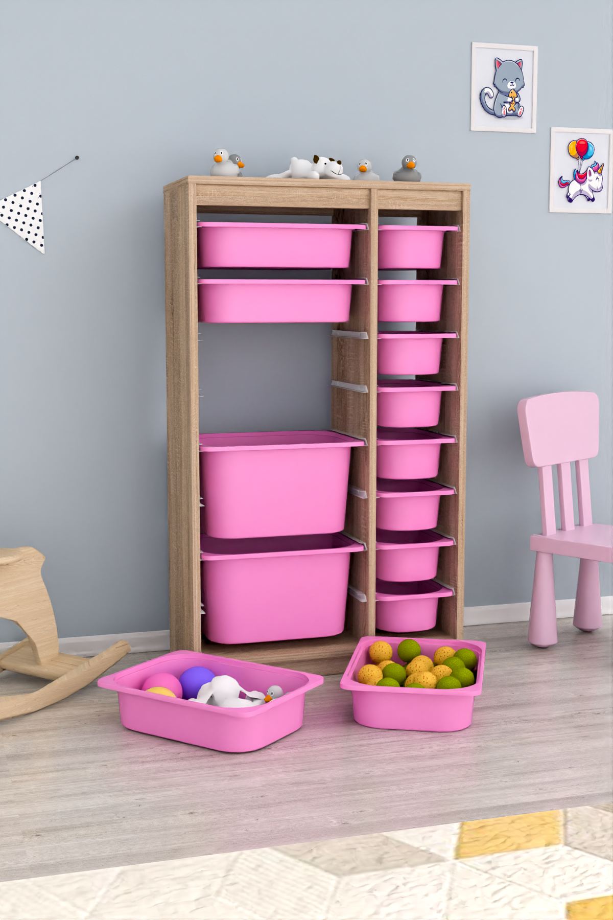 Armário Multiuso – 69cm x 112,2cm x 29,6cm – Sonomo e Rosa – MDF