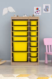 Armário Multiuso – 69cm x 112,2cm x 29,6cm – Sonomo e Amarelo – MDF