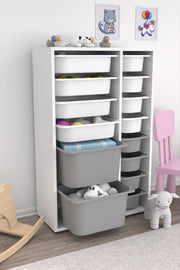 Armário Multiuso – 69,5cm x 109cm x 30cm – Branco e Cinza – MDF