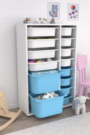 Armário Multiuso – 69,5cm x 109cm x 30cm – Branco e Azul – MDF revestido em melamina